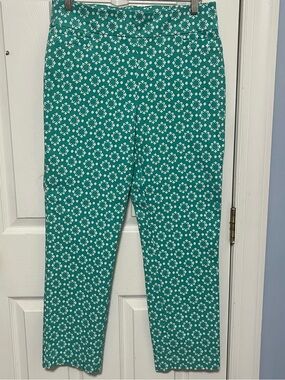 Kim Rogers Teal and White Patterned Pants 10P Petite